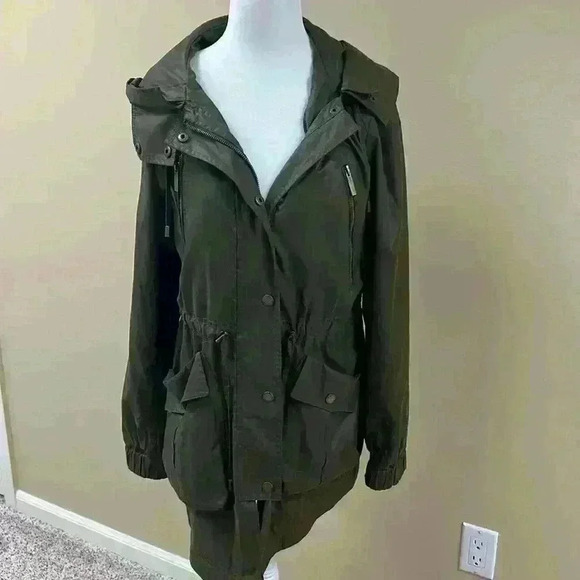 French Connection Hooded Green Rain Jacket - Picture 1 of 6